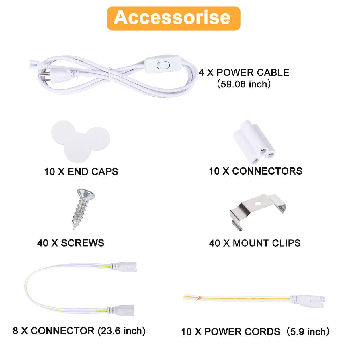 10Pack 8Ft LED Shop Light Fixture,90W 10000 Lumens 5000K Daylight White, Clear Cover